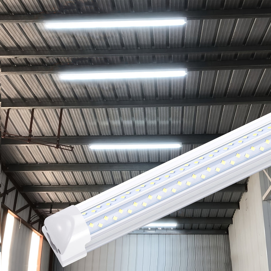 6pcs/lot T8 8ft Integrated LED Tube Light Bulbs 6000K, 120W 8Foot 96 Inch LED Shop Light Fixtures, V Shaped 4 Row Bulbs 2835 LED Chips, 14400lm High Brightness, for Warehouse Ceiling Garage Office Factory, AC 85-277V