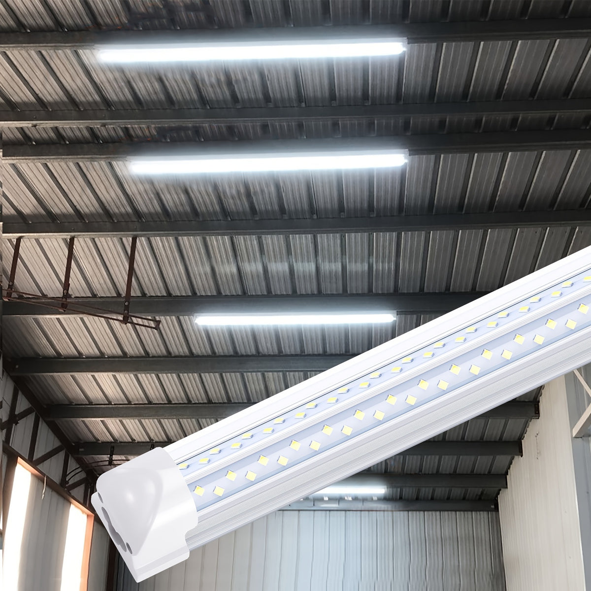 6pcs/lot T8 8ft Integrated LED Tube Light Bulbs 6000K, 120W 8Foot 96 Inch LED Shop Light Fixtures, V Shaped 4 Row Bulbs 2835 LED Chips, 14400lm High Brightness, for Warehouse Ceiling Garage Office Factory, AC 85-277V