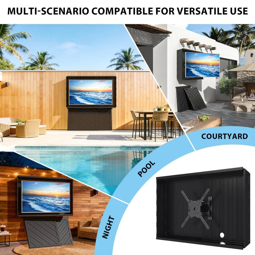 Outdoor TV Cover 55 Inch Weatherproof, Hard Outdoor TV Enclosure with Frosted Plastic, Adjustable TV Wall Mount Bracket Included(36-55inch)