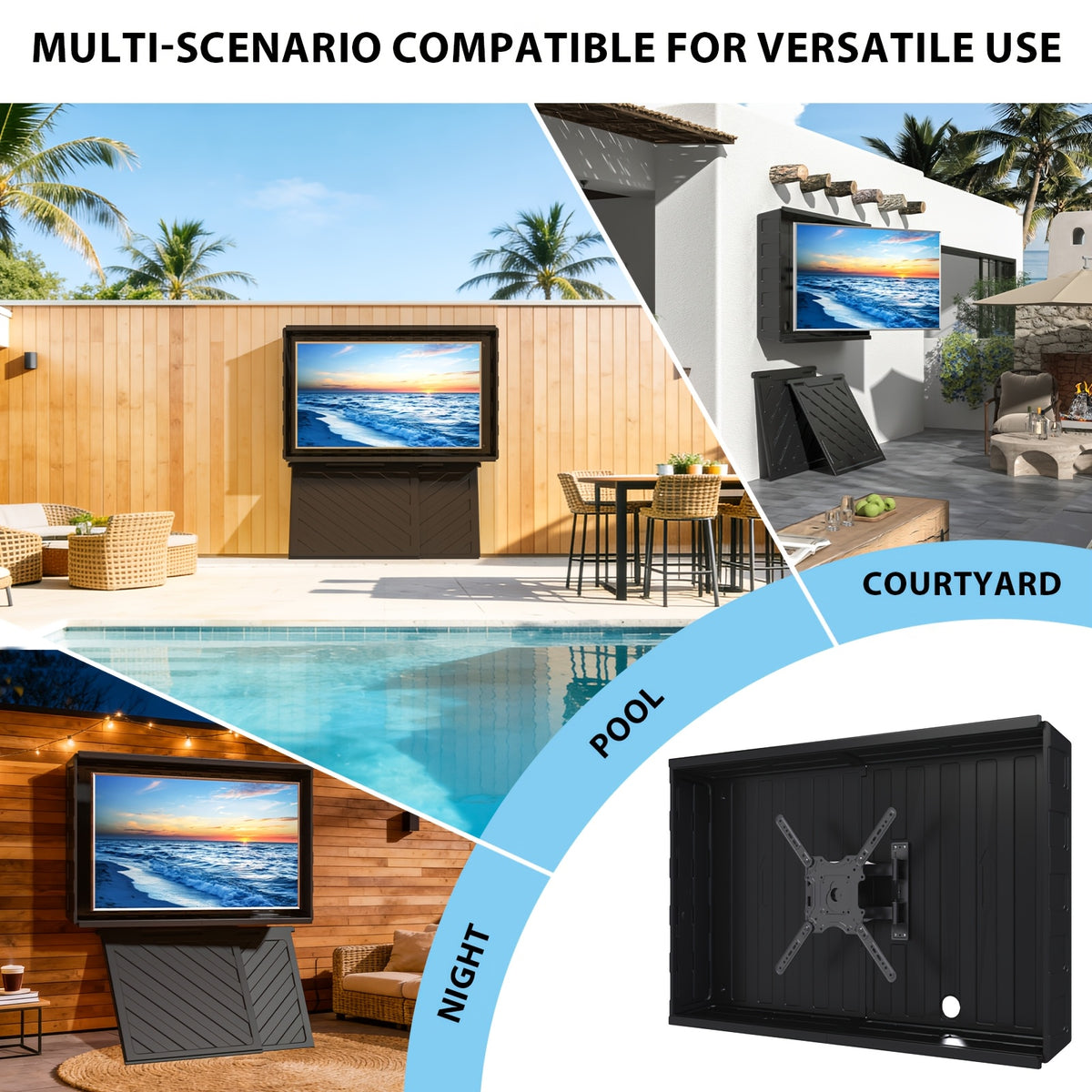 Outdoor TV Cover 55 Inch Weatherproof, Hard Outdoor TV Enclosure with Frosted Plastic, Adjustable TV Wall Mount Bracket Included(36-55inch)