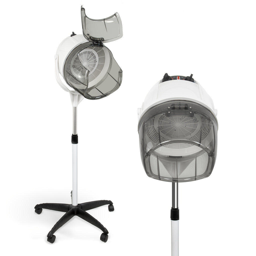 Professional Adjustable Hooded Bonnet Hair Dryer Stand with Rolling Wheels And Timer - Portable Floor-Standing Dryer for Home Salon And Beauty Spa, Bonus 3pcs Eyebrow Razors