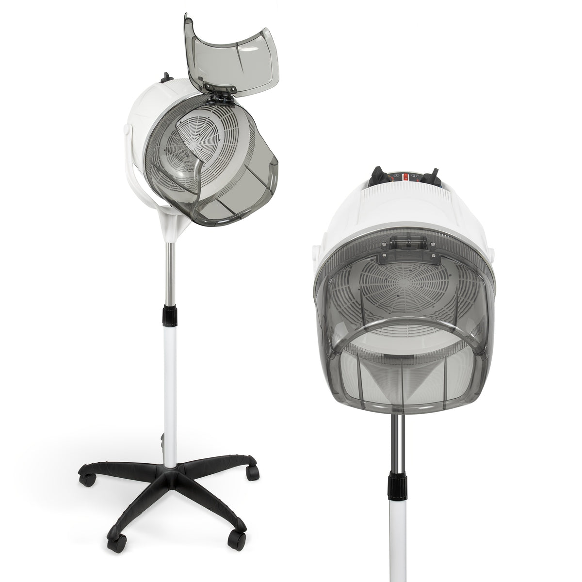 Professional Adjustable Hooded Bonnet Hair Dryer Stand with Rolling Wheels And Timer - Portable Floor-Standing Dryer for Home Salon And Beauty Spa, Bonus 3pcs Eyebrow Razors