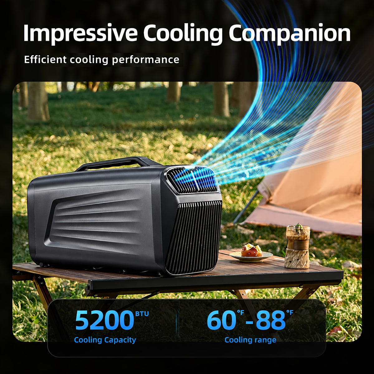 OUTOHOME Portable Air Conditioners for Camping Outdoor Use, 5200BTU Tent Air Conditioner for Picnics, Mini Air Conditioning for Truck, RV, Van Parking Cooling, AC Suitable for Small Indoor Use