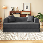 81"Convertible Floor Sleeper Sofa Bed - 3-Person Space-Saving Love Seat with Pull-Out Bed, Corduroy Boneless Compression Memory Foam, Comfy Lounge Couch for Living Room, Bedroom, Apartment, Office, No Assembly Required