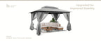 Outdoor Gazebo 10x13 ft by KAMEROUT with Double Roof and Mesh Privacy Screens for Backyard Gatherings