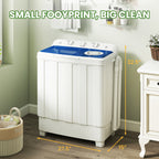 30Lbs Portable Washing Machine, Semi-Automatic Twin Tub Washer Spinner Combo, 20Lbs Wash & 10Lbs Spin, Compact Laundry for Apartment, Dorm, RV, Camping & Travel Use