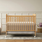 Goldzone 4in 1 Convertible Baby Crib, Wooden Baby Stuffs Converts Into Toddler Bed, Daybed, Newborn Essential with 3 Adjustable Base, Nursery Decor Necessities with Wheel & Non-Toxic Finishes, Item Weight: 36lbs, Maximum Weight Recommendation: 50lbs