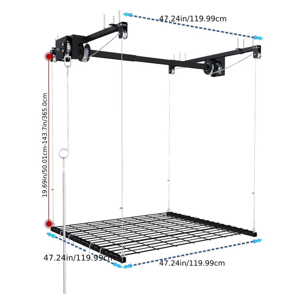 Heavy-Duty Overhead Garage Storage Rack Compatible for High Ceilings 10-12ft, 3x6ft All-Steel Shelving Unit with Safety Lock (Installation Required) - 270 Capacity Per Panel, Carbon Steel Construction for Attic, Workshop, Garage - Space-Saving