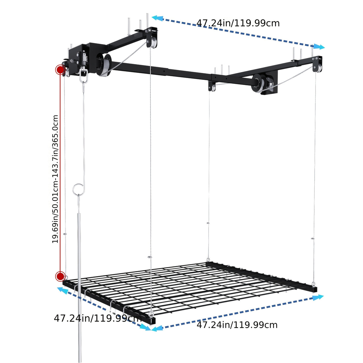 Heavy-Duty Overhead Garage Storage Rack Compatible for High Ceilings 10-12ft, 3x6ft All-Steel Shelving Unit with Safety Lock (Installation Required) - 270 Capacity Per Panel, Carbon Steel Construction for Attic, Workshop, Garage - Space-Saving