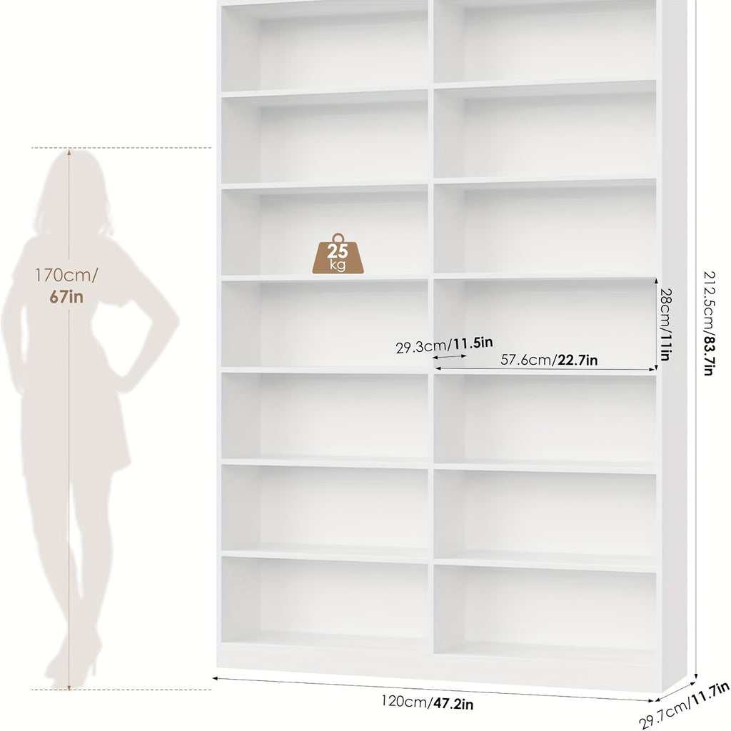 FULTRU 83.6" Tall 7-Tier Bookshelf & Bookcase - Heavy-Duty, Black Modern -Standing Bookcase with 14 Open Shelves, Easy Assembly, Book Shelves, Shelves For Wall, Book Shelf Organizer, Book Organizers And Storage, Shelf For Bedroom, Book Shelf For Bedroom,