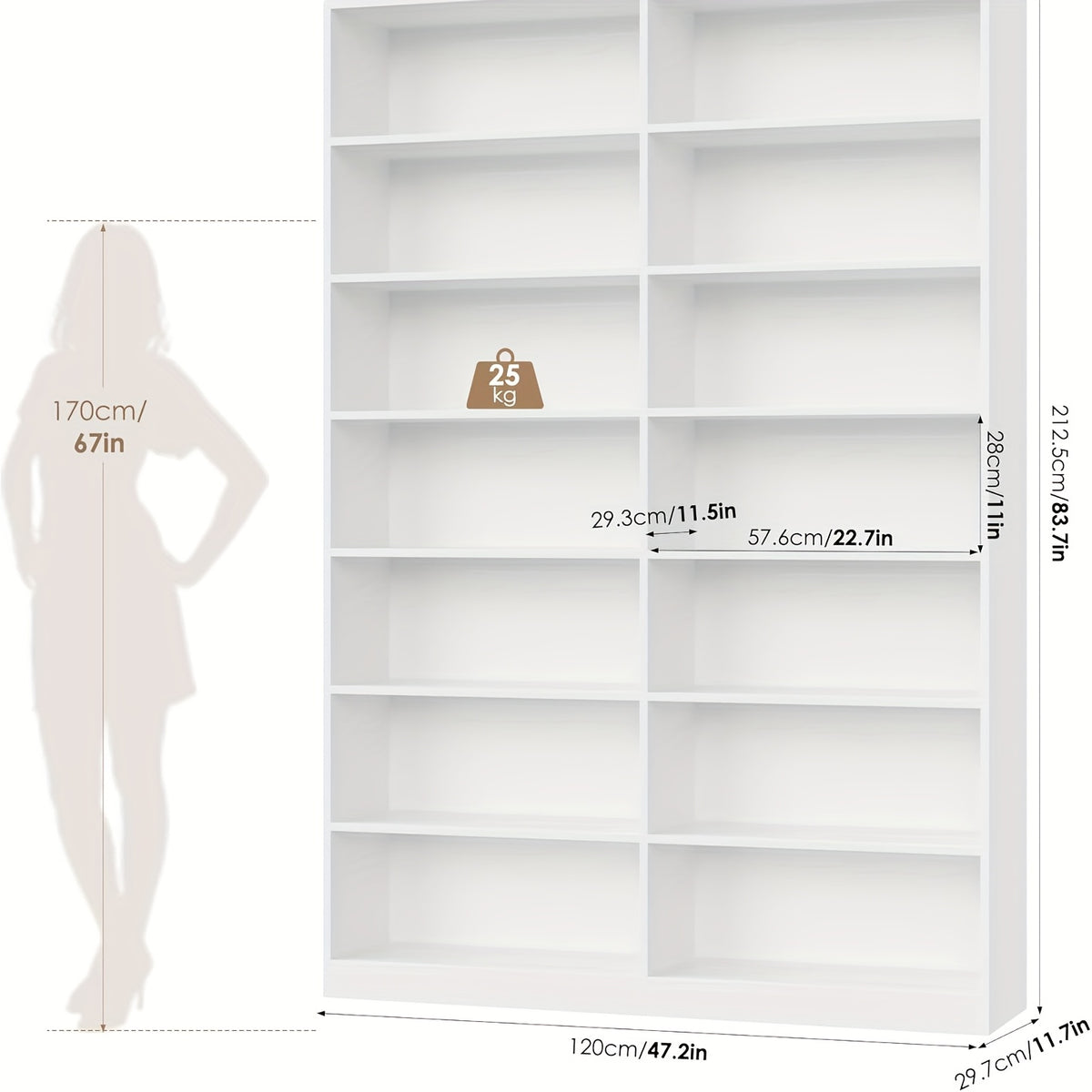 FULTRU 83.6" Tall 7-Tier Bookshelf & Bookcase - Heavy-Duty, Black Modern -Standing Bookcase with 14 Open Shelves, Easy Assembly, Book Shelves, Shelves For Wall, Book Shelf Organizer, Book Organizers And Storage, Shelf For Bedroom, Book Shelf For Bedroom,