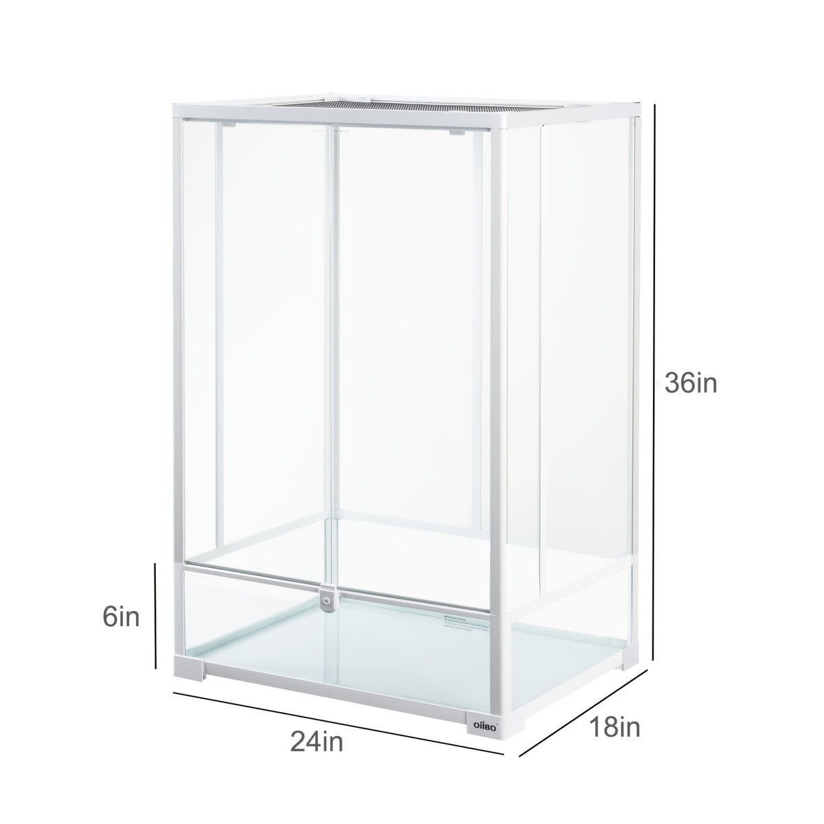 Oiibo 64 Gallon Reptile Tall Terrarium, Vertical Reptile Tank 24" X 18" X 36" Full Tempered Glass Double Front Opening Door with Top Mesh Lid, Reptiles Amphibians Habitat Enclosure (Knock-Down)
