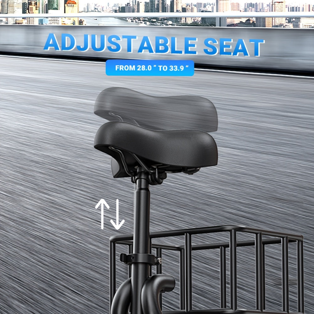 DYU 350W 14" Folding Electric Scooter with Seat - 20-Mile Range, 36V 7.8Ah Battery, Rear Basket & Double Disc Brakes, Compact Portable E-Scooter for Adults, Urban Commuting & Long-Distance Travel, Scooter Electric Fast