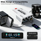LVYUAN Power Inverter, 8000W (peak), 12V DC to 110V/120V AC Converter, Suitable for Homes, RVs, Boats, Off-grid Solar Systems, And Vehicles. Features USB Charging Ports, 4 AC Power Outlets, Dual USB Ports, An LCD Display, And A Remote Control.