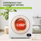 [Portable Dryer For Apartments] Compact Dryer 1.5/1.8/2.65 Cu. Ft. Portable Clothes Dryers With Exhaust Duct With Stainless Steel Liner Four Function Small Dryer Machine, Suitable For Apartments, Dorm, RVs, White