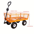 AAIN 1000 Lbs Metal Garden Cart, Heavy Duty Garden Wagon with Removable Steel Mesh Sides, Utility Yard Carts with 180° Rotating Handle with 10 Inch Wheels, 4cu.ft Load Capacity Outdoor Wagons