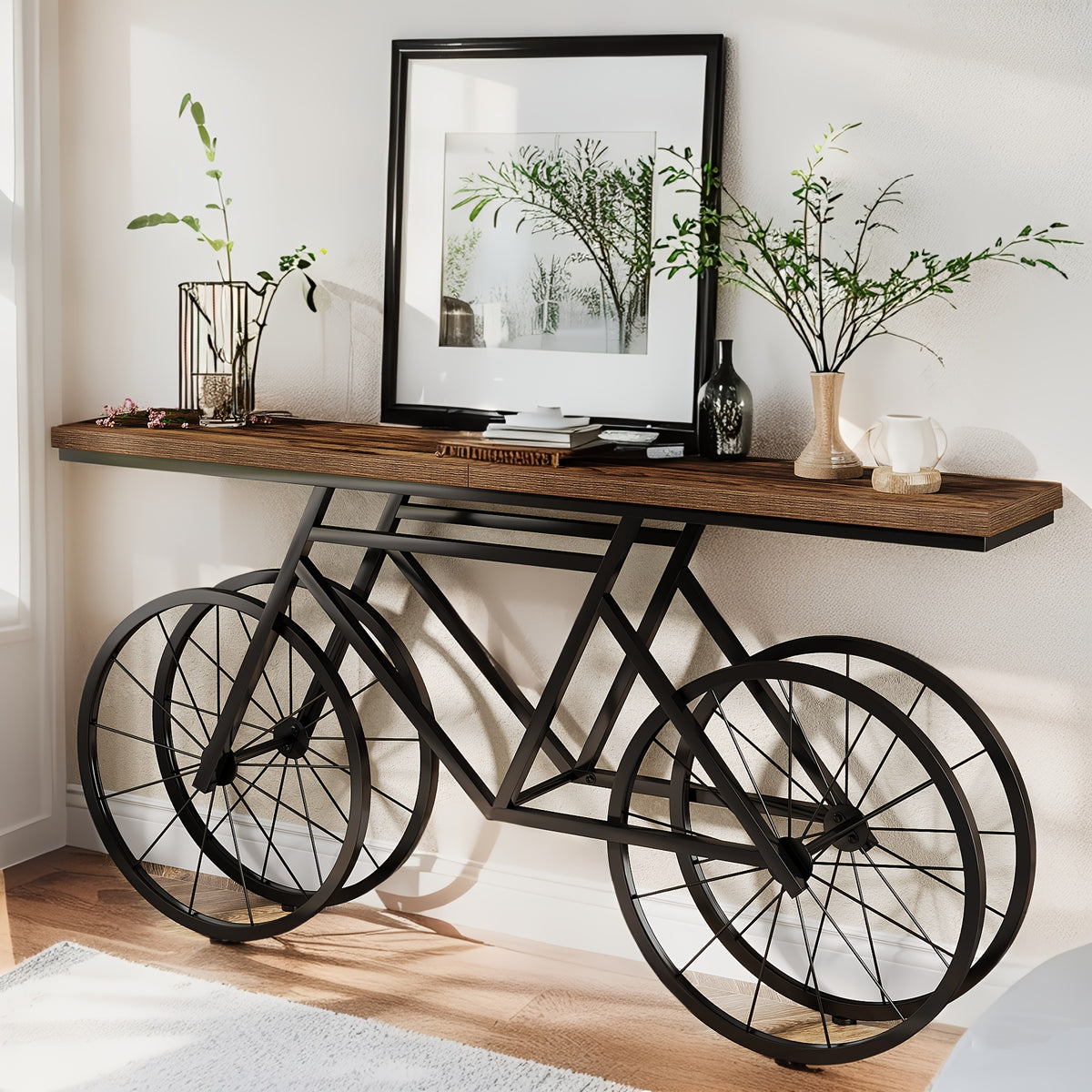 Console Table, 70.86-Inch Narrow Modern Design with Engineered Wood and Metal Frame for Hallways and Living Rooms