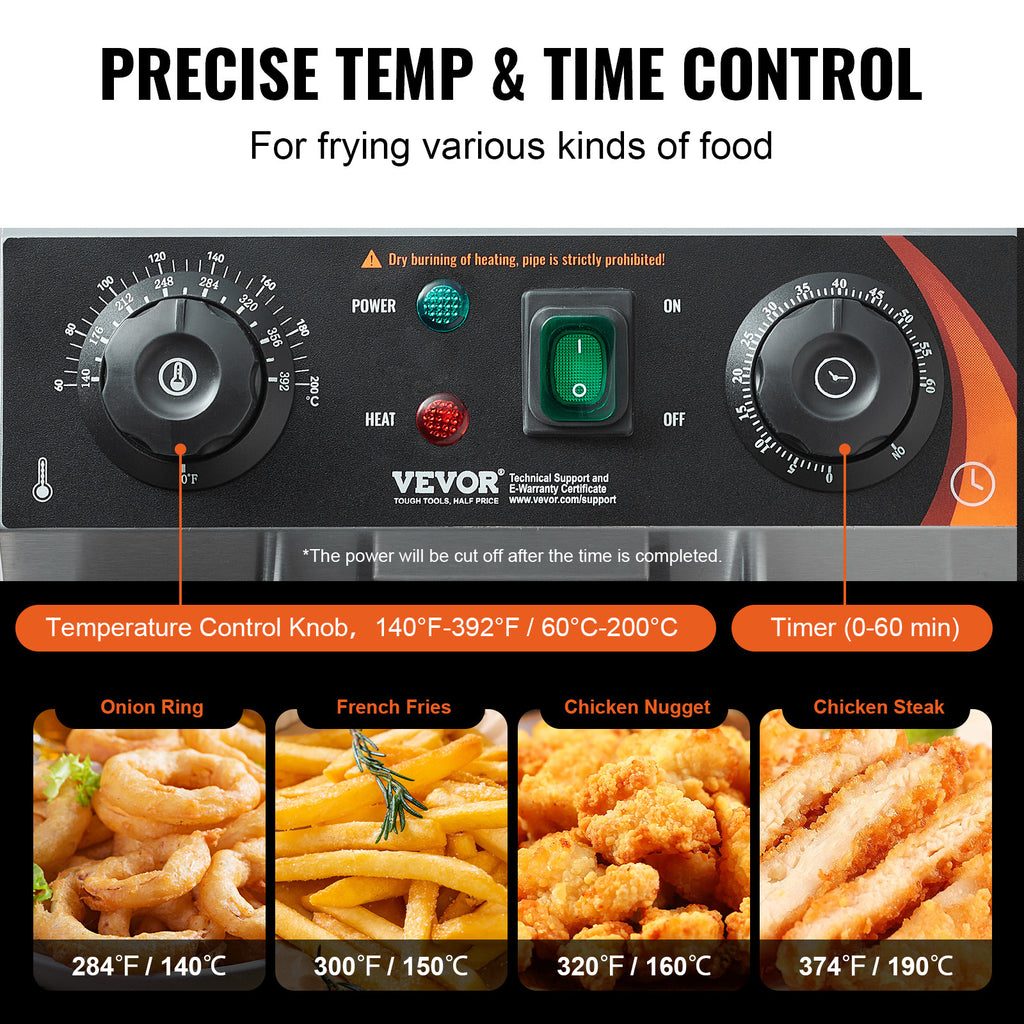 VEVOR Commercial Electric Deep Fryer Countertop Deep Fryer.