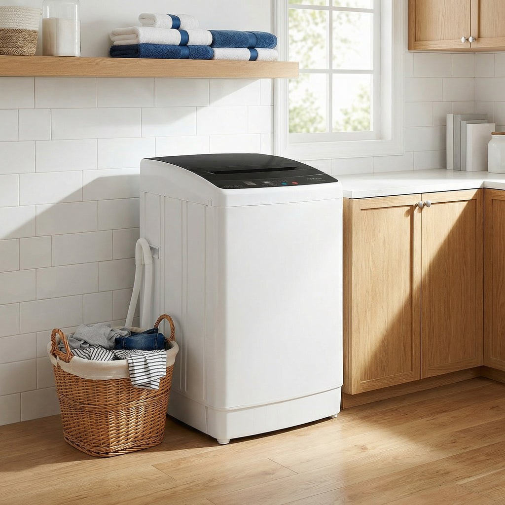15.6/17.6/25/30lbs Full Automatic Portable Washing Machine - Compact Design with Drain Pump, 10 Programs, 8 Water Levels, LED Display & 24H Delay Start, Ideal for Apartment, RV & Camping