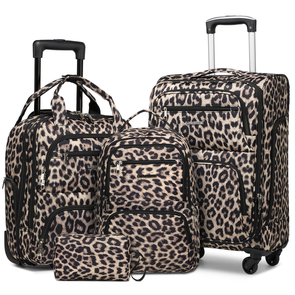 Softside Luggage Sets 4pcs with Duffel Bag, Expandable Rolling Suitcases Set with Spinner Wheels, Lightweight Upright Travel Luggage Set with TSA-Approved Lock, Multicolor