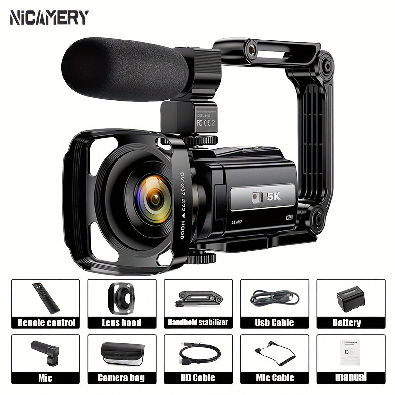NEW 5K 30FPS Video Camera, 16x Digital Zoom 48MP UHD WiFi IR Night Vision Video Camera, 3.0 Inch 270 Degree Rotatable Touch Screen, 6-axis Stabilization Vlog Camera, Outdoor Essential Video Camera, Christmas Gift.