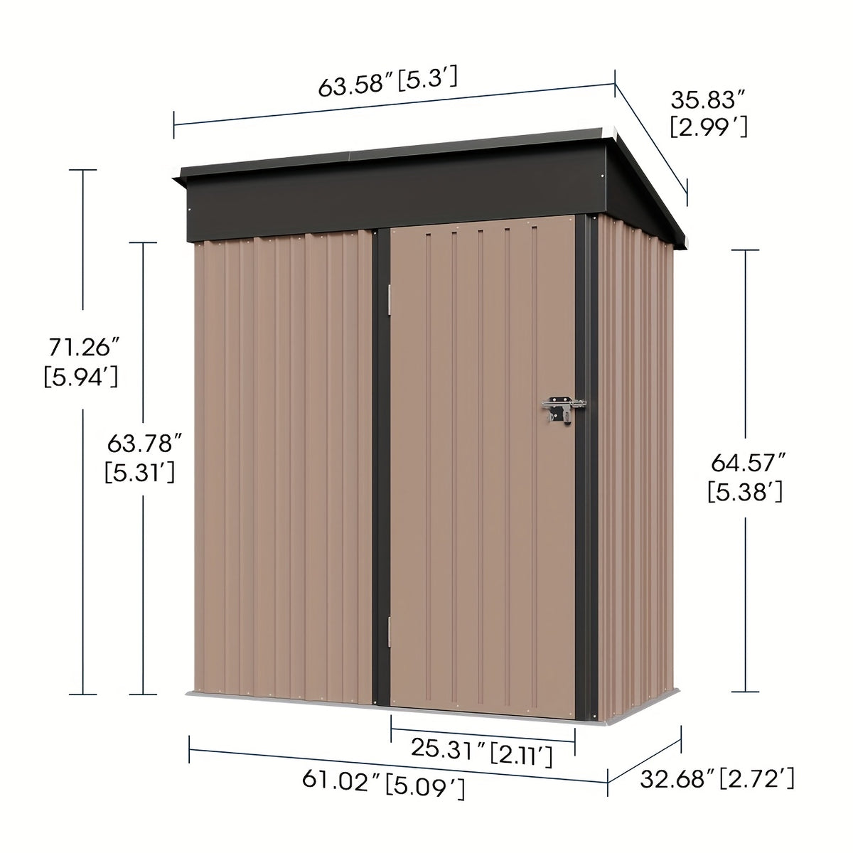 6x4/5x3ft Metal Storage Shed Outdoor - Lockable Tool Shed with Sloping Roof & Heavy-Duty Frame for Garden/Backyard/Poolside Storage