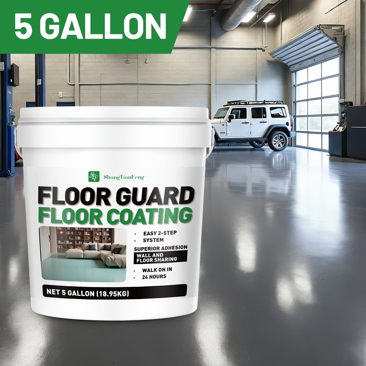 [Epoxy Floor Paint] Epoxy Floor Paint, 5 Gallon For Garage Paint, Waterproof Coating Floor Paint For Garages Basements, Single Component, Scratch Resistant, Ready To Use For Garage Paint, InteriorExterior Concrete Floor Paint For Porches, Interior Walls