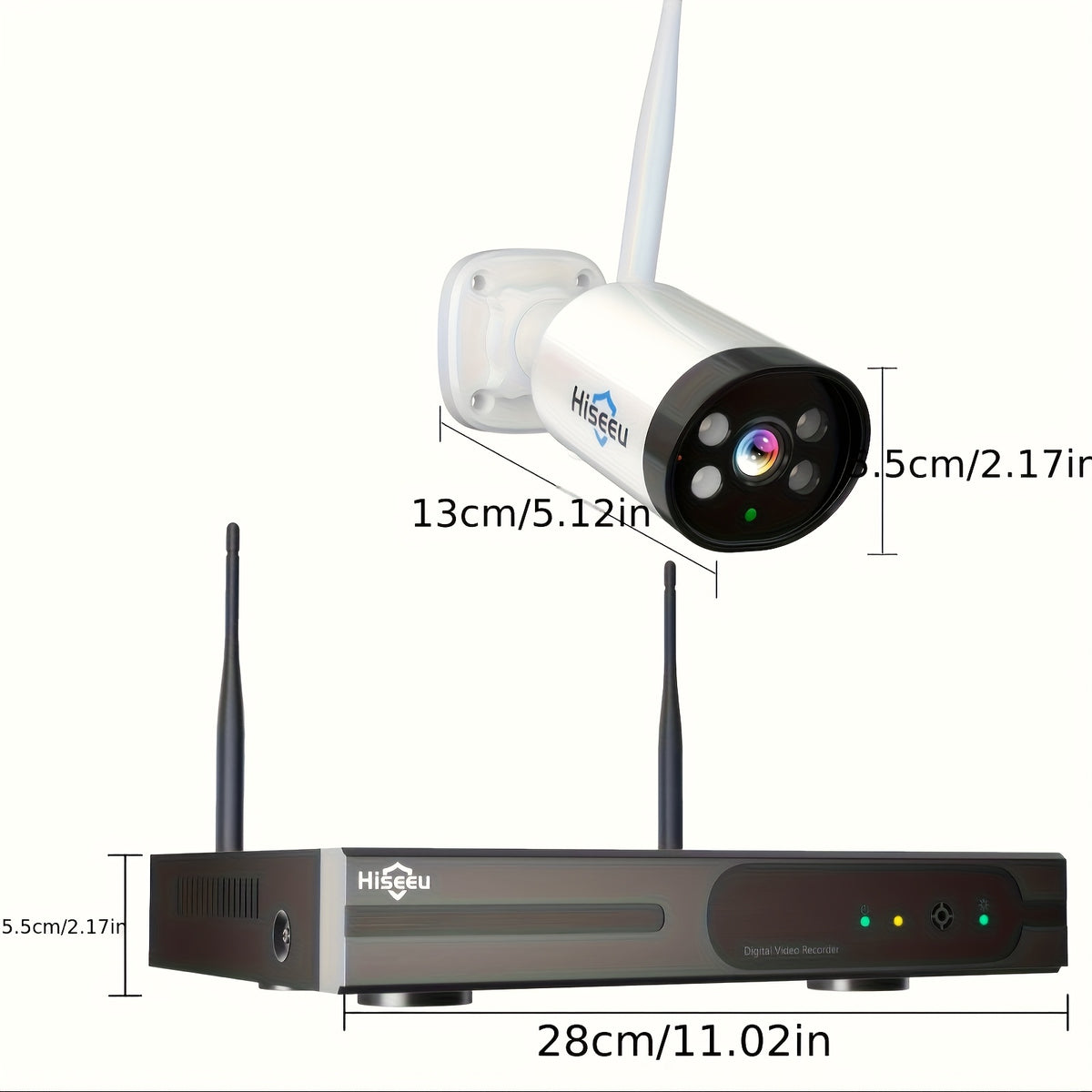 Hiseeu Wireless CCTV System, 4CH 3MP with 4 HD Cameras, 10CH NVR 2.4G 5G Dual Band, Two Way Audio Color Night Vision, Light And Siren Alarm, Ideal for Home Use