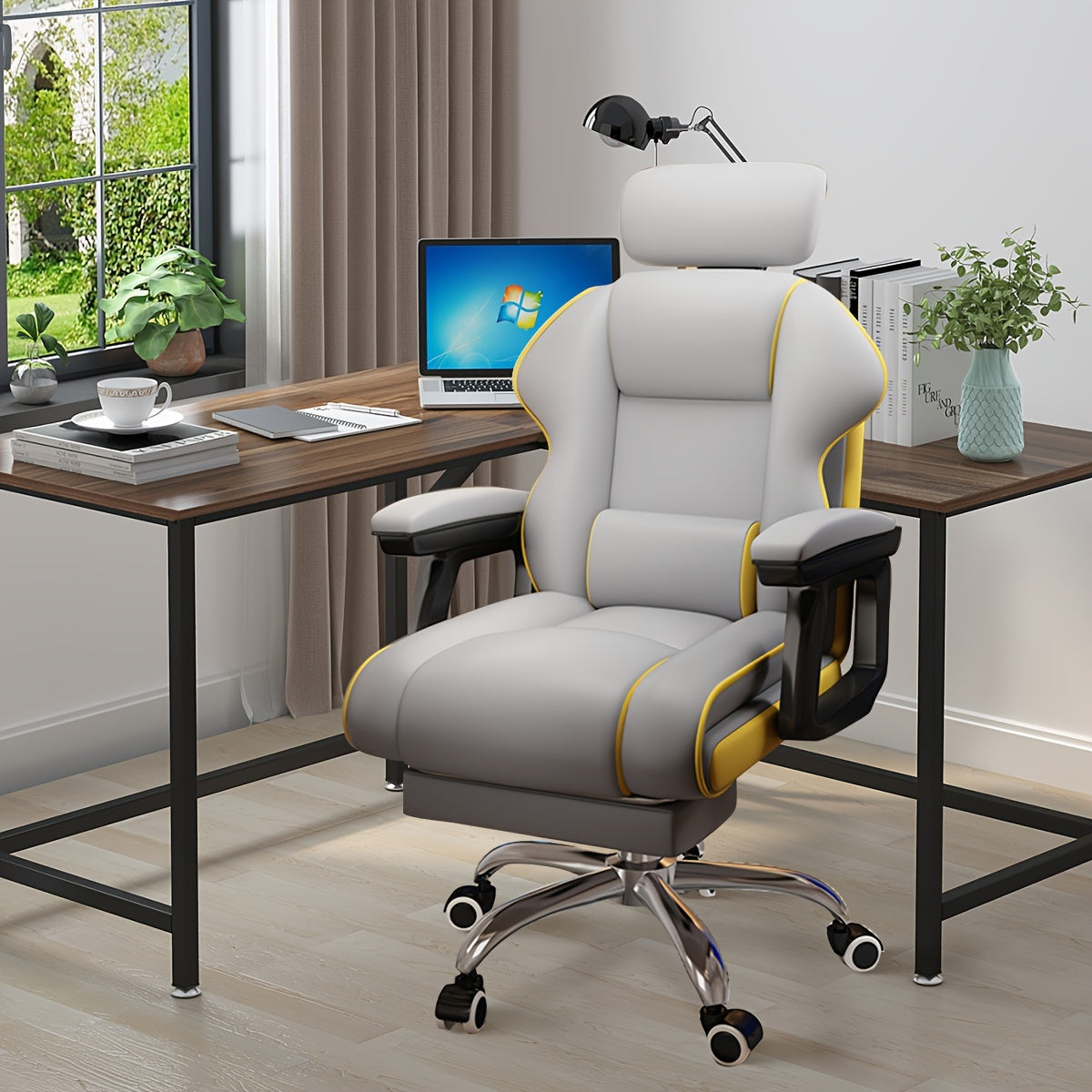 Ergonomic Adjustable Height Chairs with Cushions Armrest for Long Time Seating-High Office Chair with Footrest