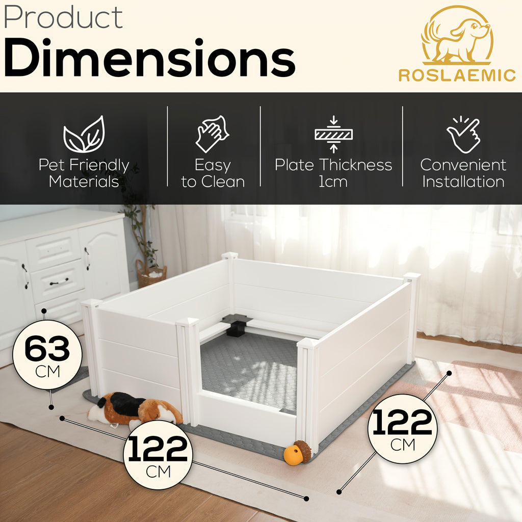 [Whelping Box For Dogs] Roslaemic 2-Rooms Whelping Box For Dogs And Puppies With Rails, 96" L X 48" W X 19" H, Suitable For Large/Extra Large Dogs, White