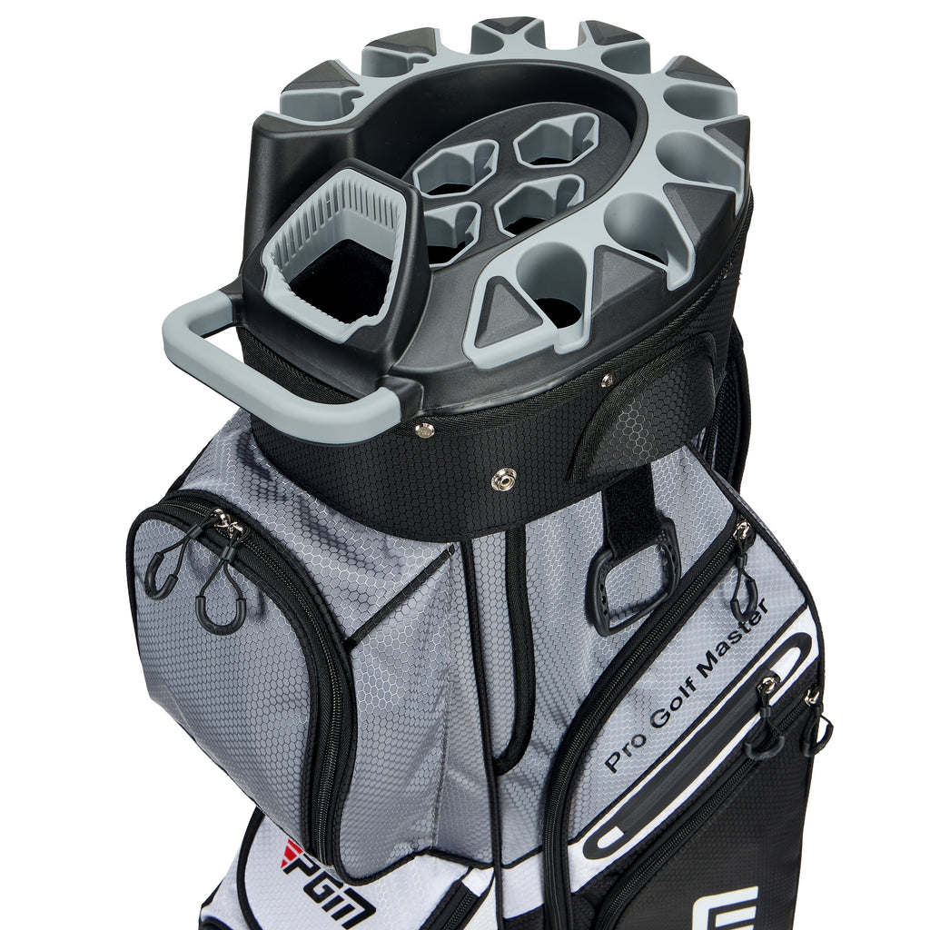 PGM Black Golf Cart Bag, 14 Way Silent Top Divider Premium Golf Bag with Ergonomic Handles & Rain Crove