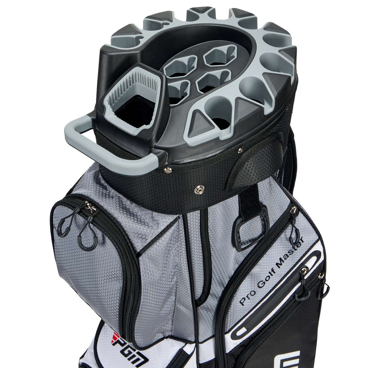 PGM Black Golf Cart Bag, 14 Way Silent Top Divider Premium Golf Bag with Ergonomic Handles & Rain Crove