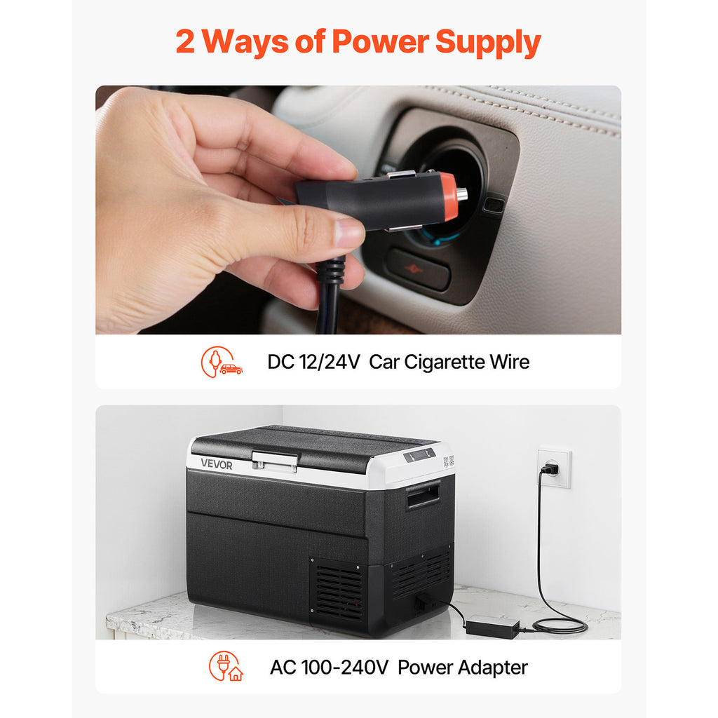 VEVOR 12 Volt Car Refrigerator Portable Freezer 31.7QT Electric Cooler for Camping 25L/30L/40L/50L