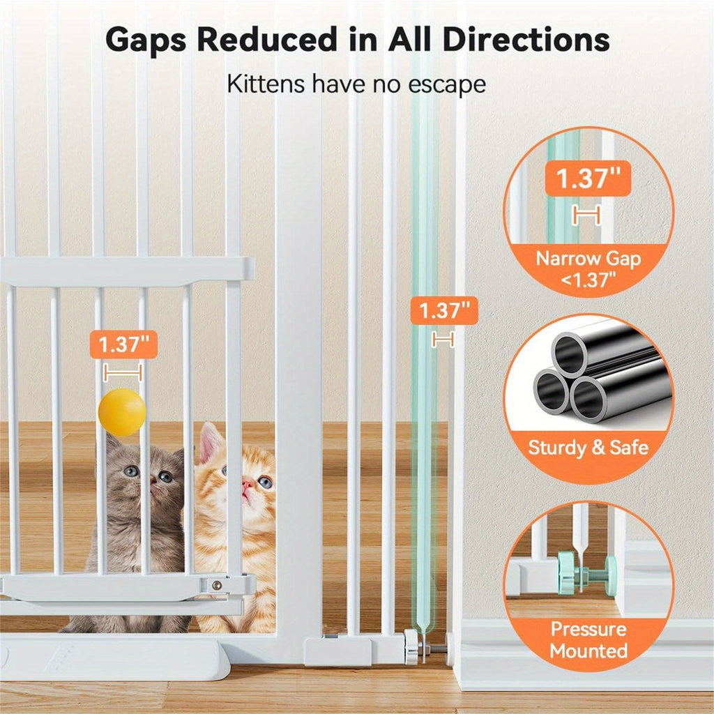 55.1" Extra Tall Cat Gate For Doorway, 29.5-40.6" Adjustable Cat Door Include, No Drilling Pressure Mount Kit, Suitable For Doorways Or Kitchen, Stairs5