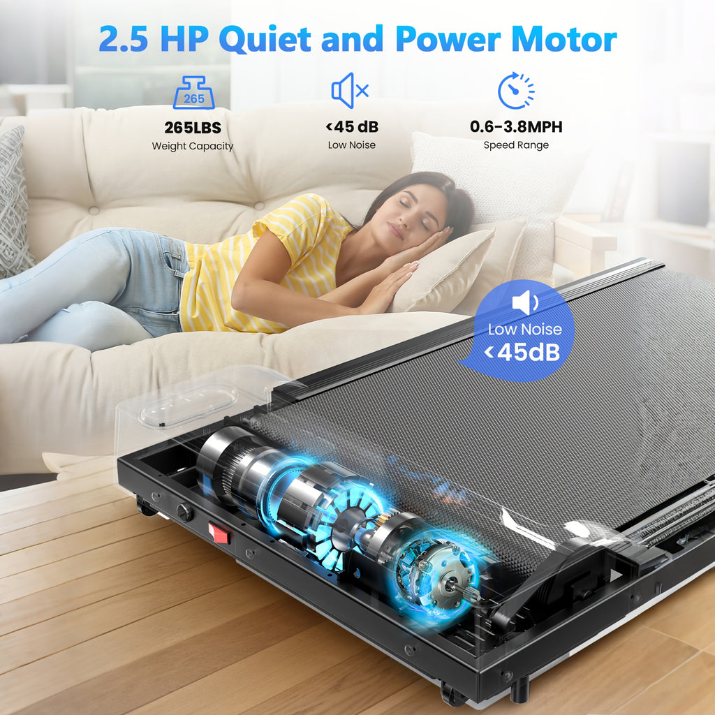 4-In-1 Walking Pad with 15% Incline, Portable Under Desk Treadmill, for Home And Office Use, 2.5 HP Silent Walking Treadmill, Supports Up to 265 Lbs, for Walking And Jogging, Christmas Surprise Gift, Without Battery