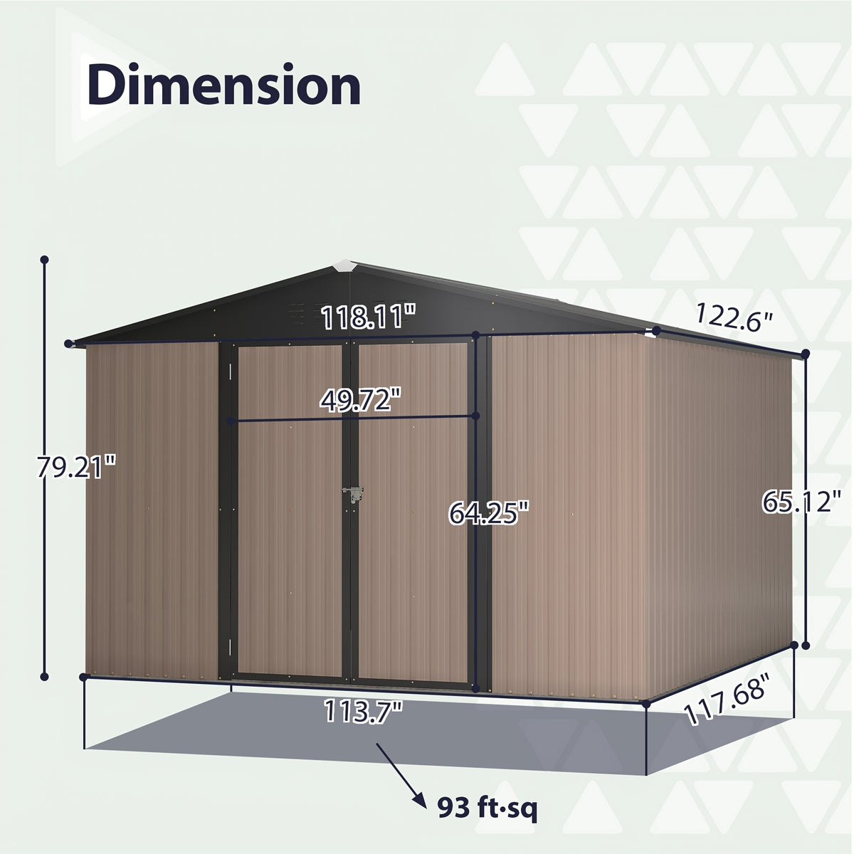 10X10 FT Outdoor Storage Shed, Metal Utility Tool Storage Featuring Lockable Doors And Enhanced Frame Design, Spacious Metal Garden Shed for Backyard And Patio Lawn, Black
