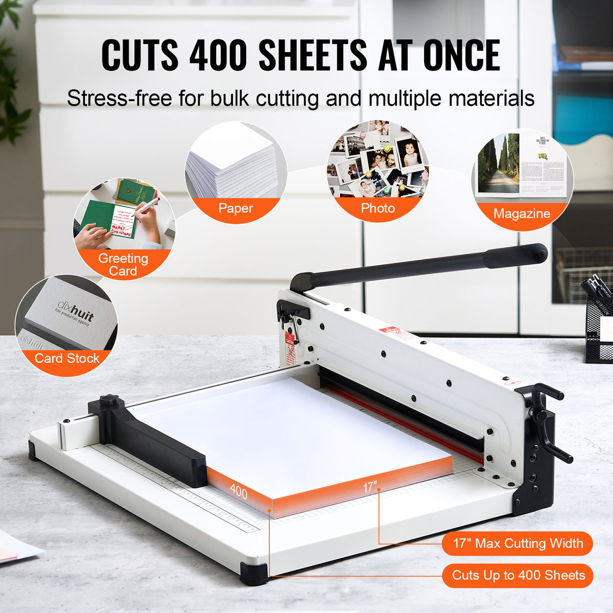 VEVOR Paper Cutter 12/17 inch A3/A4 Guillotine Paper Trimmer 400 Sheet Capacity Metal Base