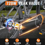 Road Electric Bike 720W Motor Top Speed 20-25MPH 375WH Battery 50 Miles Of Battery Life Suitable for Urban Commuting And Mountain Cross-country for Adults And Teenagers An Ideal Gift for Cycling Enthusiast