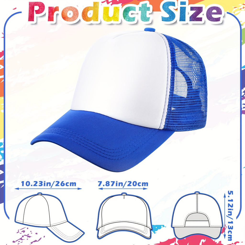 100 Pack Sublimation Blank Baseball Caps Bulk Adjustable Mesh Trucker Hats Polyester Mesh Caps for Women Men