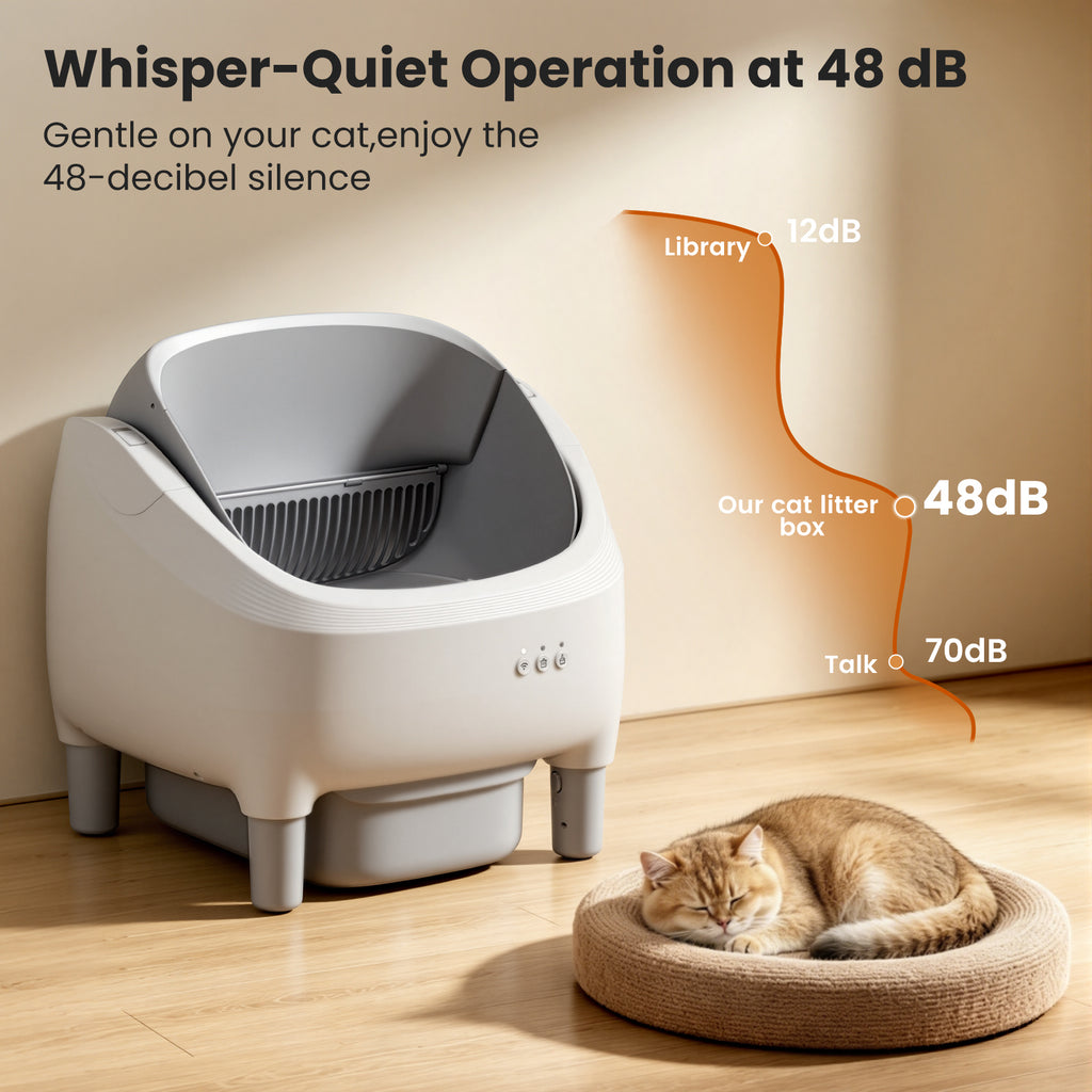 Self Cleaning Cat Litter Box, Automatic Kitty Litter Boxes For Multiple Cats, Built In Ambient Light, Double Odor Removal Safety Protection With App Control, Contain 1 Rolls Liners Bags And 1 Brush, Ideal For Helloween And Chritsmas Gift