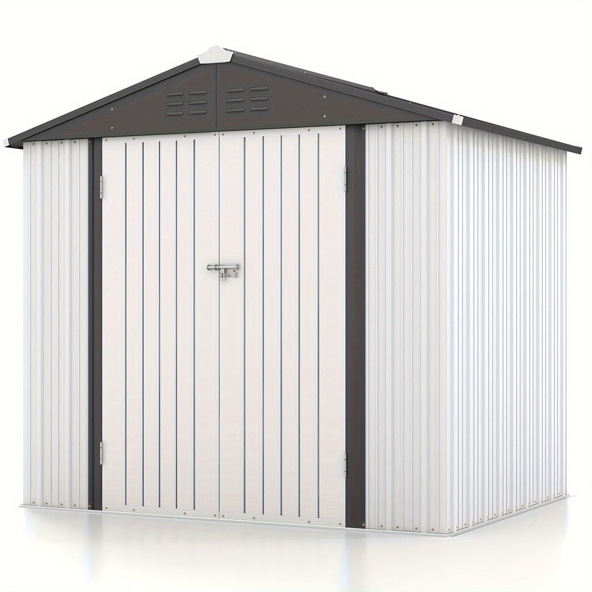 GUNJI 8 X 6 Ft Shed Metal Outdoor Waterproof Storage Shed Steel Utility Garden Tool Shed with Door And Lock Outdoor Storage for Garden Patio Lawn Poolside, Free Shipping