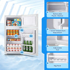 10.57gal Mini Fridge with Freezer, Double-Door Compact Refrigerator, Adjustable Glass Shelves, Mechanical Thermostat & Leveling Feet, Space-Saving for Apartment/Dorm/Office, Black