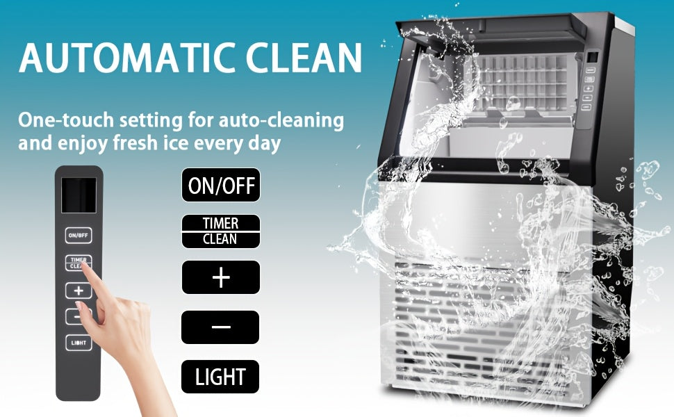 110 Lbs/24H Commercial Ice Maker, 36 Cubes/11Mins, Countertop Self-Cleaning Ice Maker, Stainless Steel Freestanding Machine, Ideal for Home Kitchen, Restaurant, Party