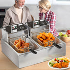 3.17gal Commercial Electric Deep Fryer, Stainless Steel Countertop Electric Fryers with Removable Tank and Lid