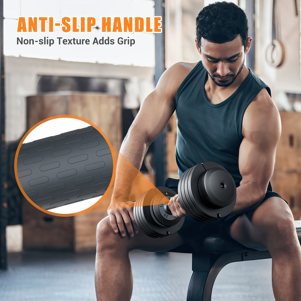 55/ 25LBS Adjustable Dumbbell Set (Pair/Set Of 2) With Anti-Slip Texture Handle, 5 In 1 Free Adjustable Weights Dumbbells Barbell Set, Home Fitness Weight Set, Dumbbell, Barbell, Kettlebell, Push-up, Home Gym Fitness Workout Equipment For Men Women