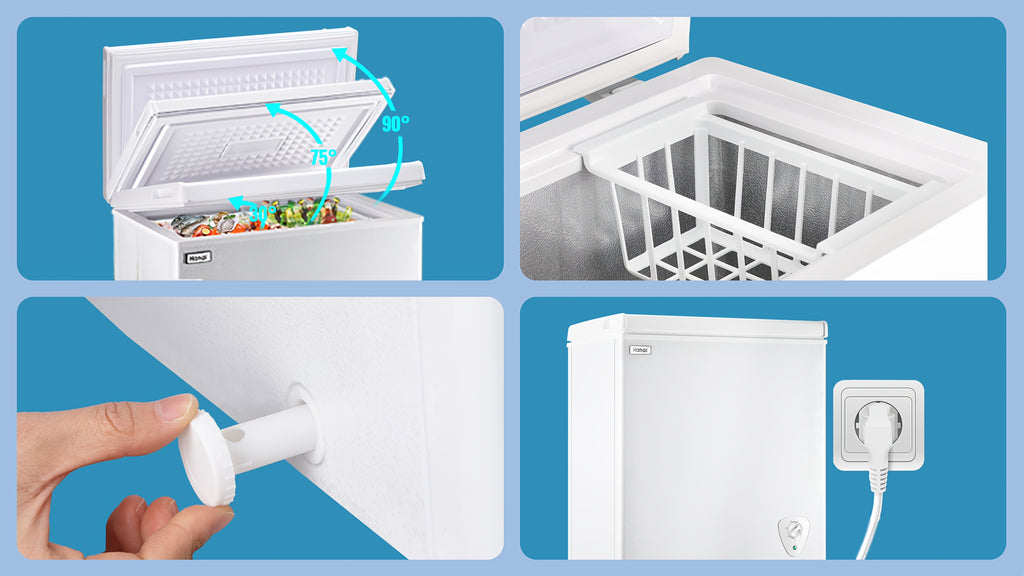 WANAI Small Deep Freezer, 3.5/5.0 Cubic Feet Chest Freezer with Adjustable Temperature, Top Open Door, Removable Storage Basket for Home, Kitchen, Office, Home And Apartment, White