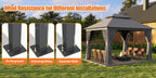 10'X12' Outdoor Double Ventilated Gazebo & Pergola On, Heavy Metal Frame Double Roof, Party Tent with Mosquito Net And Privacy Screen, Suitable for Backyard, Lawn, Garden, Deck (Grey/Beige/Blue 10'X12'/10'X10/8'X8')