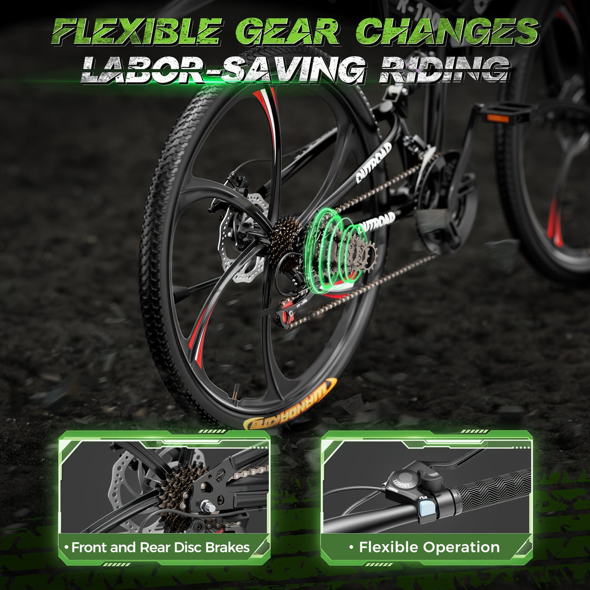 26 Inch Adult Folding Bikes/Mountain Bikes, 21 Speeds Mountain Bicycles with Full Suspension, Dual Disc Brake, High Carbon Steel Frame, Foldable Bike for Men/Women/Teen (Black&Orange)
