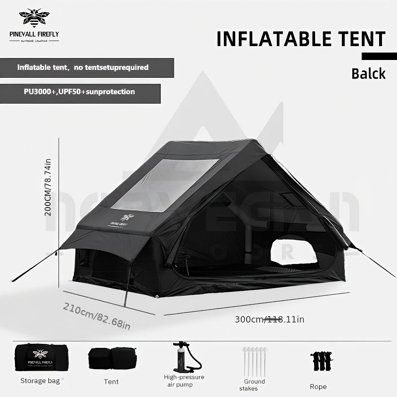 4-6 Person Inflatable Camping Tent - Easy-To-Set-Up Family Outdoor Tent with Sunshade, Windproof, Heat Insulation, And Mosquito Protection. High-Quality Design, Suitable for All Seasons, Includes Storage Bag, Air Conditioning Vent, And Chimney