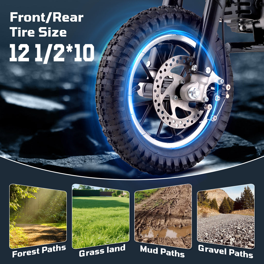 2026 New Style 37cc 4-Stroke Gas Powered Mini Dirt Bike, Top Speed 18 MPH with Up to 27 Miles Riding Range, Compact Off-Road Motorcycle for Teens and Adults, Air-Cooled Engine, Easy Pull Start System, Durable Steel Frame Construction, Front and Rear Disc